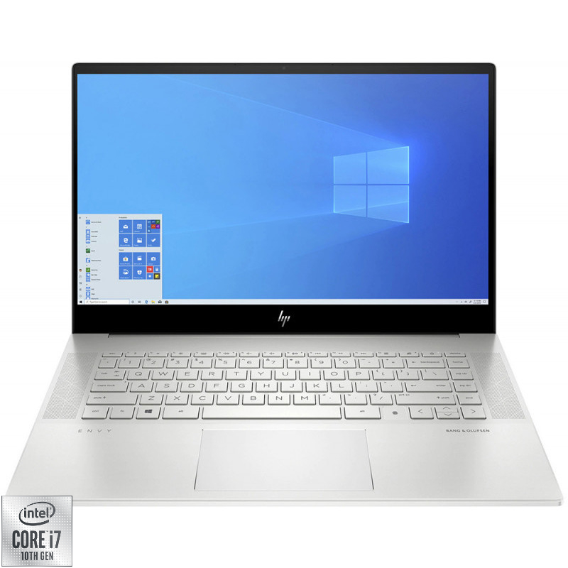 Laptop HP 15.6'' ENVY 15-ep0000nq, FHD IPS, Procesor Intel® Core™ i7-10750H (12M Cache, up to 5.00 GHz), 16GB DDR4, 512GB SSD, GeForce GTX 1650 Ti 4GB, Win 10 Home, Natural Silver