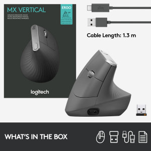 Logitech MX Vertical, Wireless/Bluetooth, Black