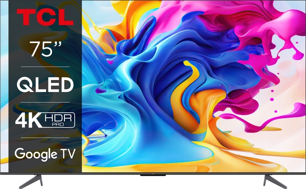 Televizor LED TCL Smart TV QLED 75C645 Seria C645 189cm gri-negru 4K UHD HDR