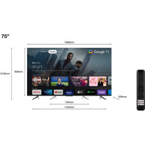 TCL Smart TV QLED 75C645 Seria C645 189cm gri-negru 4K UHD HDR