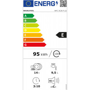 Whirlpool WFC3C26P, 14 seturi, 8 programe, Clasa E, 60 cm, Alb
