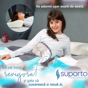 Suporto Set 2x perne cu suport cervical din spuma cu memorie pentru copii 12-16 ani