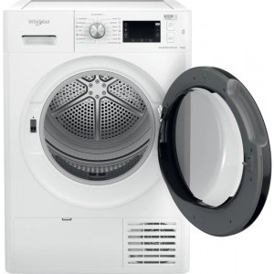 Whirlpool FFTM229X2BEE, Pompa de caldura, 9 kg, Clasa E, Inverter, FreshCare+, 6th Sense, Alb