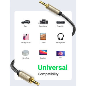Ugreen AV125, Jack 3.5 mm Male - Jack 3.5 mm Male, 2m, negru-gri