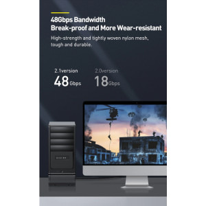 Baseus HD 8K, HDMI Male - HDMI Male, v2.1, 2m, negru