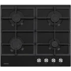 Plita incorporabila NobelTek NHBG-6421BKF, Gaz, 4 arzatoare, Aprindere electrica integrata, Sistem de siguranta, Gratar fonta, 60 cm, Negru