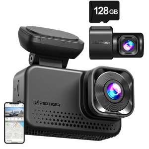 Redtiger VC70 Wi-Fi 4K + 2.5K camera video pentru bord, microSD 128GB inclus