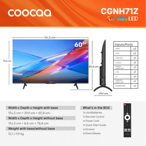COOCAA Smart TV QD-MiniLED 60CGNH71Z Seria CGNH71 152cm 4K UHD HDR
