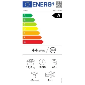 Candy BR 412BL8-S, 12 kg, 1400 RPM, Clasa A, Inverter, ProActive Wash, hOn, Alb