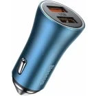 Incarcator auto Baseus Golden Contactor Pro, 2x USB, 40 W, Blue