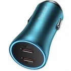 Incarcator auto Baseus Golden Contactor Pro, 2x USB-C, 40 W, Blue