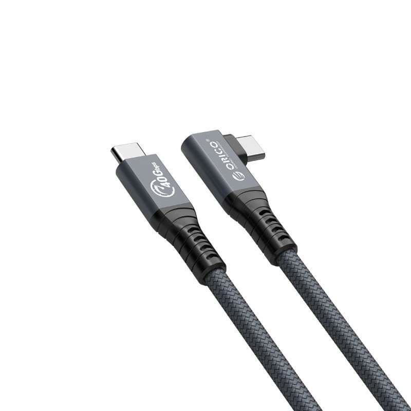 Cablu periferice Orico USB4 tip C Male - USB4 tip C Male, conector 90°, 0.3m, gri