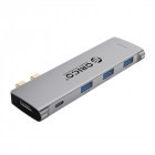 Orico 2CT-5H Docking station 2x USB-C, 1x HDMI, 3x USB 3.0, 1x USB-C PD 100W Thunderbolt 3, Grey