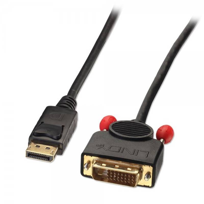 Cablu video LINDY DisplayPort Male - DVI-D Male, 2m, negru