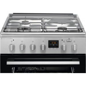 Electrolux LKM660200X, Mixt, 3 arzatoare gaz si 1 arzator electric, Cuptor electric, SteamBake, AirFry, Grill electric, Clasa A, 60 cm, Inox