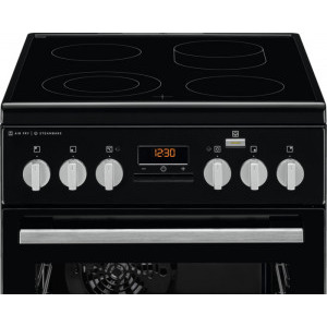 Electrolux LKR564200K, Vitroceramica, 4 zone de gatit, Cuptor electric, SteamBake, AirFry, Autocuratare catalitica, Grill electric, Clasa A, 50 cm, Negru