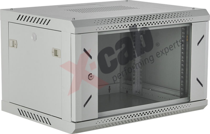 Cabinet metalic Xcab 6U45S.7035 6U, Wall mount, 600 x 450, Glass door, Gri