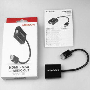 AXAGON 1x HDMI 1.4b Male - 1x VGA Female, 1x Jack 3.5 mm Female, 1x Micro USB Female, 0.15 m, negru
