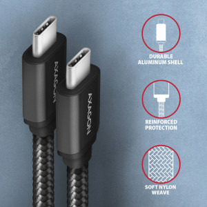 AXAGON USB 3.2 Tip C Male - USB 3.2 Tip C Male, 2m, negru