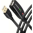 Cablu periferice AXAGON USB tip A 2.0 Male la USB tip A 2.0 Female, 15 m, Repeater activ, Negru