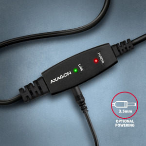 AXAGON USB tip A 2.0 Male la USB tip B 2.0 Male, 20 m, Repeater activ, Negru