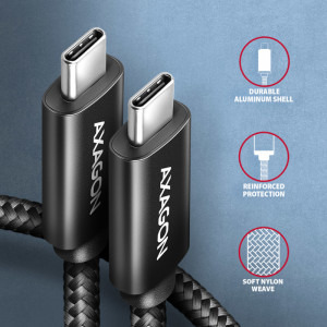 AXAGON USB-C 2.0 Male la USB-C 2.0 Male, 3 m, PD 240W, 5A, Negru