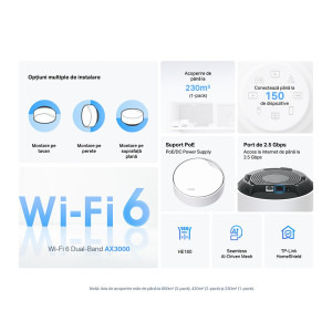 TP-LINK 2.5Gigabit DECO X50-POE AX3000 MESH Dual-Band WiFi 6 3 buc
