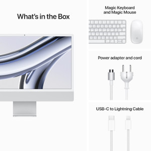 Apple iMac 24 inch 4.5K Retina, Apple M3, 16GB RAM, 512GB SSD, 8 core GPU, macOS Sonoma, INT keyboard, Silver