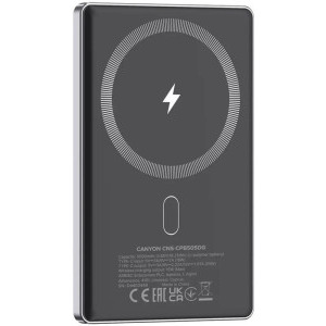 Canyon 5000 mAh, OnCharge 505 Slim, Incarcare wireless Magsafe, Power Delivery 20W, Dark Grey