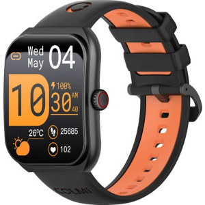 SmartWatch COLMi P86 negru, curea din silicon negru-orange