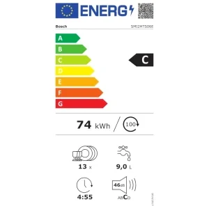 Bosch SMI2HTS06E, 13 seturi, 5 programe, Clasa C, EcoSilence Drive, ExtraDry, AquaStop, AquaSensor, ActiveWater, Home Connect, 60 cm