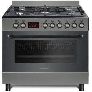Aragaz Studio Casa NANDOGREY90, Gaz, 5 arzatoare, Sistem de siguranta, Aprindere integrata, Grill, Rotisor, Clasa A, 90 cm, Gri