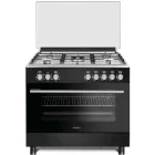 Aragaz Studio Casa BERGAMOFE90/60NERO/X, Mixt, 5 arzatoare, Sistem de siguranta, Aprindere integrata, Grill, Rotisor, Clasa A, 90 cm, Negru