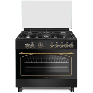 Aragaz Studio Casa RAVENA90/60ANTRACIT, Mixt, 5 arzatoare, Sistem de siguranta, Aprindere integrata, Grill, Rotisor, Clasa A, 90 cm, Negru