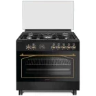 Aragaz Studio Casa RAVENA90/60ANTRACIT, Mixt, 5 arzatoare, Sistem de siguranta, Aprindere integrata, Grill, Rotisor, Clasa A, 90 cm, Negru