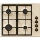Plita incorporabila Studio Casa PDV60BG, Gaz, 4 arzatoare, Aprindere electrica integrata, Sistem de siguranta, Gratar fonta, 60 cm, Crem