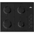 Plita incorporabila Nuova Cucina PG60BKSTAR, Gaz, 4 arzatoare, Aprindere electrica integrata, Sistem de siguranta, 60 cm, Negru