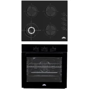 Pachet incorporabil Nuova Cucina Glass Star Cuptor electric & Plita pe gaz, Negru