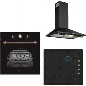 Pachet incorporabil Studio Casa Dolce Vita Nero Cuptor electric & Plita pe gaz & Hota decorativa, Negru