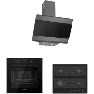 Pachet incorporabil Studio Casa Rialto Cuptor electric & Plita pe gaz & Hota decorativa, Negru