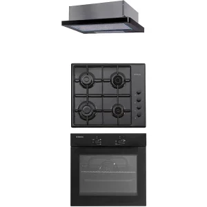 Pachet incorporabil Studio Casa City Cuptor electric & Plita pe gaz & Hota telescopica, Negru