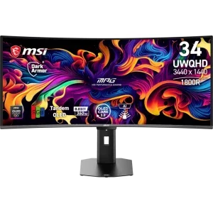 Monitor LED MSI Gaming MPG 341CQR X36 Curbat 34 inch UWQHD QD-OLED 0.03 ms 360 Hz USB-C HDR FreeSync Premium Pro