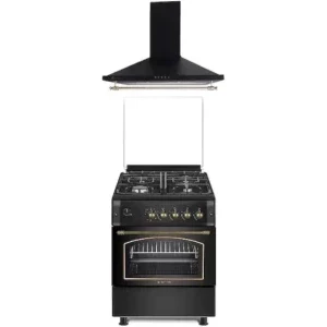Pachet incorporabil Studio Casa Viva Sierra Aragaz pe gaz & Hota decorativa, Negru