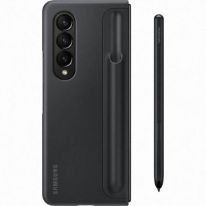 Samsung Protectie pentru spate Leather Flip Stand Black pentru Galaxy Z Fold 4 + S-Pen