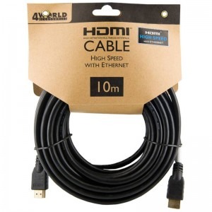 4World HDMI Male - HDMI Male, v1.4, 10m, Ethernet, negru
