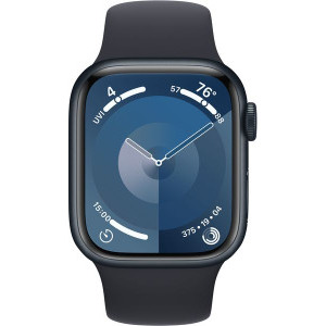 Apple Watch S9, 45mm Carcasa Aluminium Midnight, Midnight Sport Band - S/M