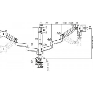 Logilink BP0052, 13 - 27 inch, argintiu, piston gaz