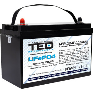 TED Acumulator LiFePO4 12.8V 150Ah Bluetooth BMS TED007414