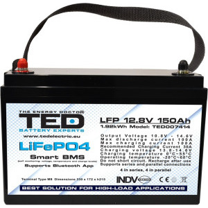 Accesoriu UPS TED Acumulator LiFePO4 12.8V 150Ah Bluetooth BMS TED007414
