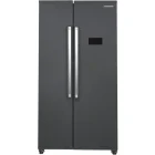 Frigider Side By Side Heinner HSBS-HM442NFINVDGE++, 442 L, Clasa E, Full No Frost, Inverter, Control electronic, 177 cm, Antracit